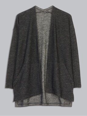 Eileen Fisher Melange Knitted Wool Twill Jacket Cardigan Wool Blend Gray XS